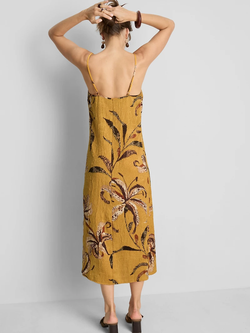 Crinkle Satin Slip Midi Dress