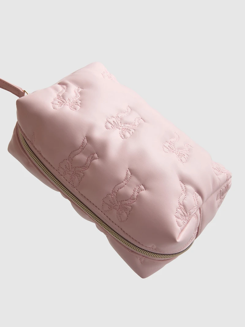 Quilted Bow Makeup Bag
