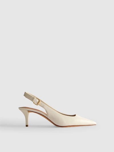 Faux Leather Buckle Court Heels