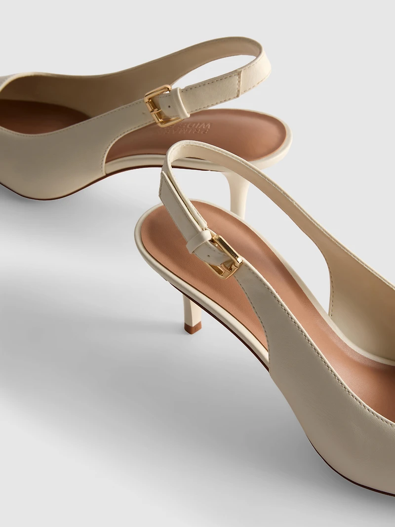 Faux Leather Buckle Court Heels