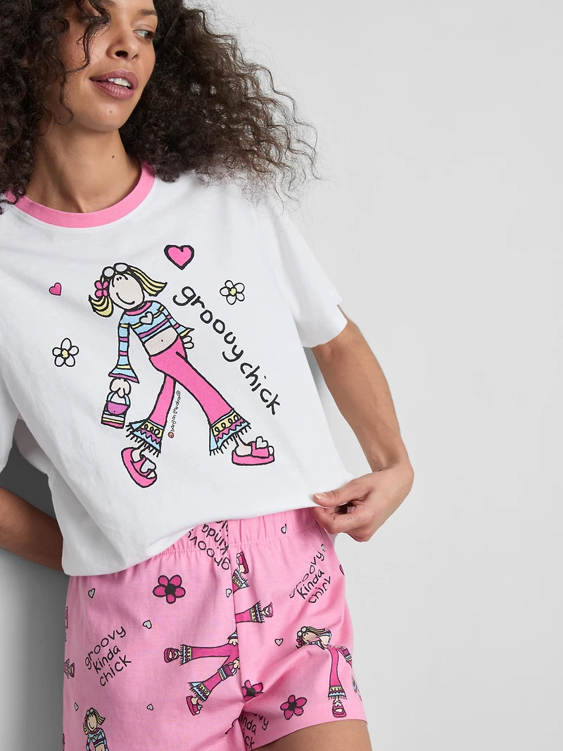 Groovy Chick Graphic Shorty Pajamas