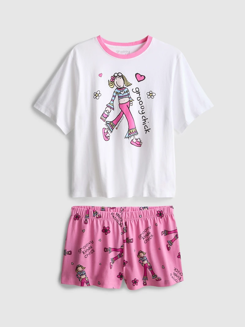Groovy Chick Graphic Shorty Pajamas