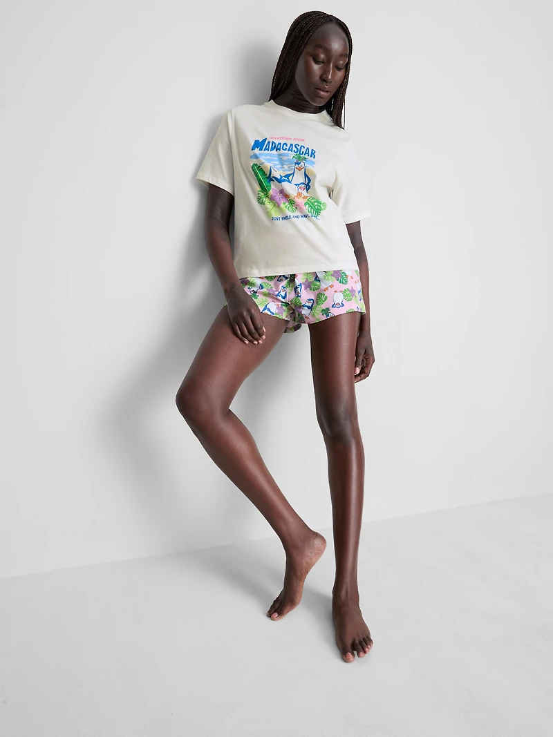 Madagascar Cotton Graphic Shorty Pajamas