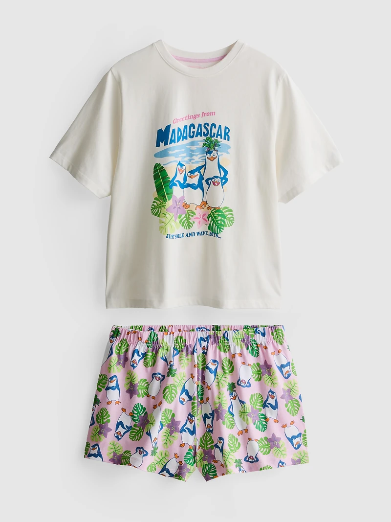 Madagascar Cotton Graphic Shorty Pajamas