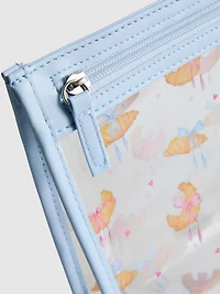 Zip-Up Croissant Pattern Cosmetics Pouch