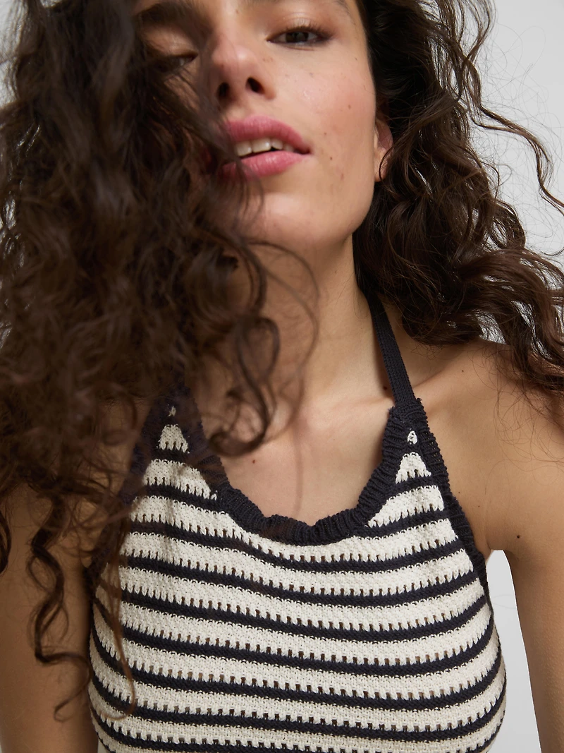 Knitted Stripe Halter Dress