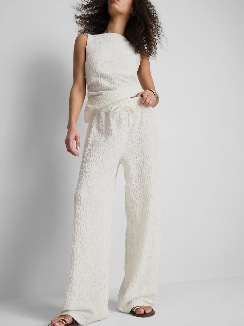 Paula Echevarría Crinkle Wide Leg Pants