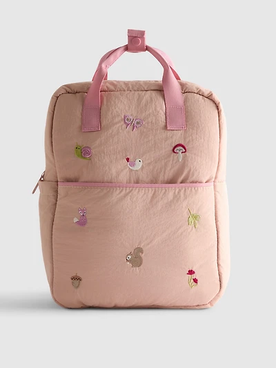 Embroidered Padded Backpack