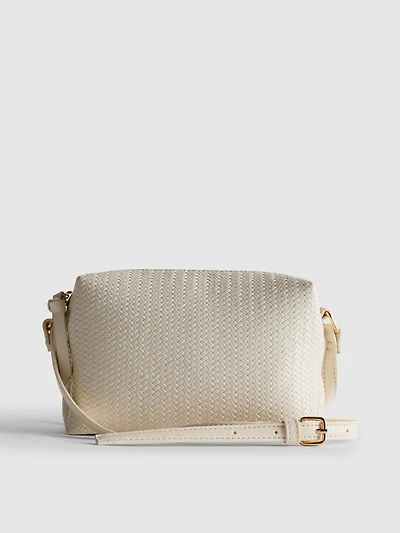 Woven-Effect Crossbody Bag