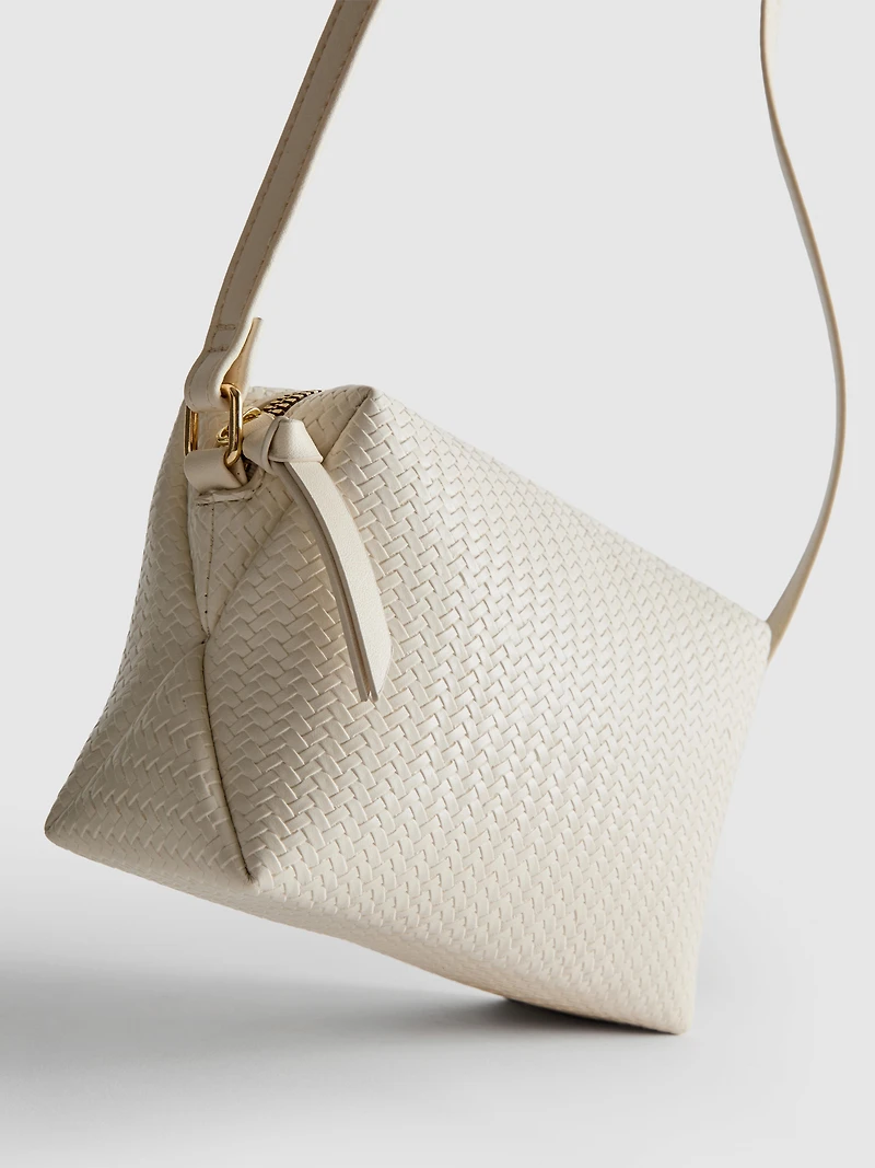 Woven-Effect Crossbody Bag