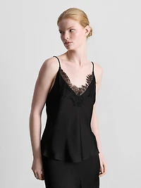 The Edit Satin Lace Cami Pajama Top