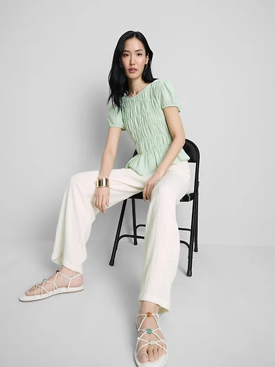 Crinkle Straight-Leg Trousers