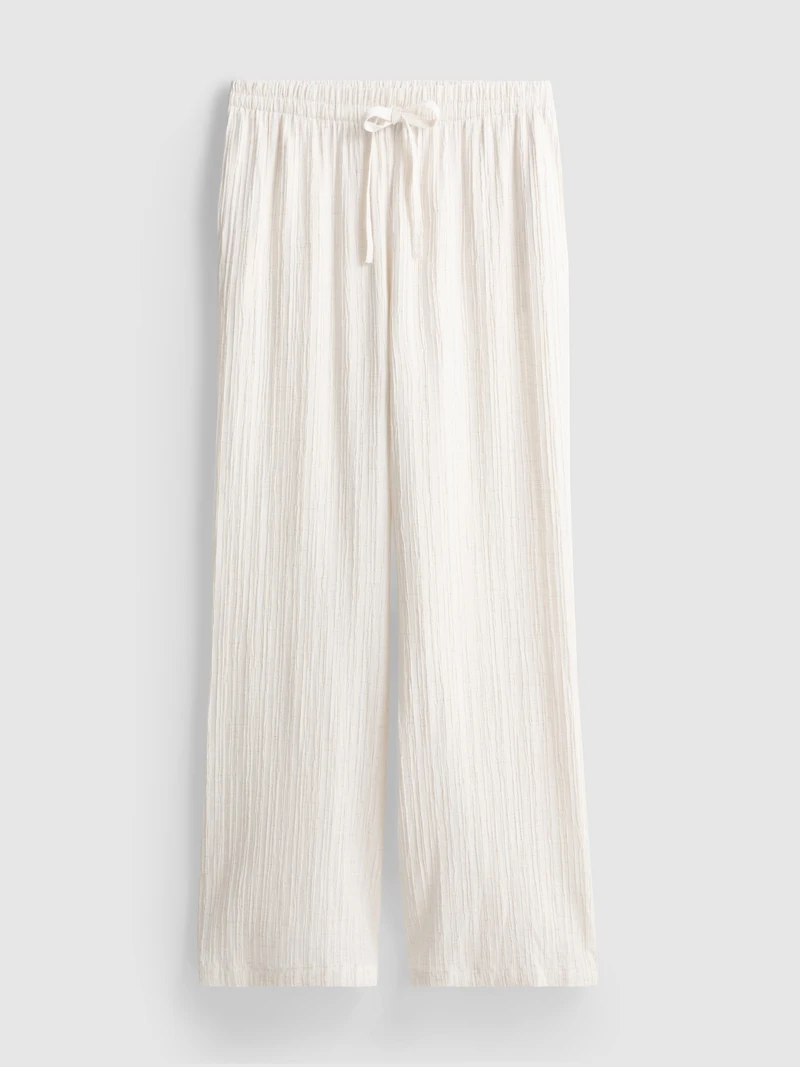 Crinkle Straight-Leg Trousers