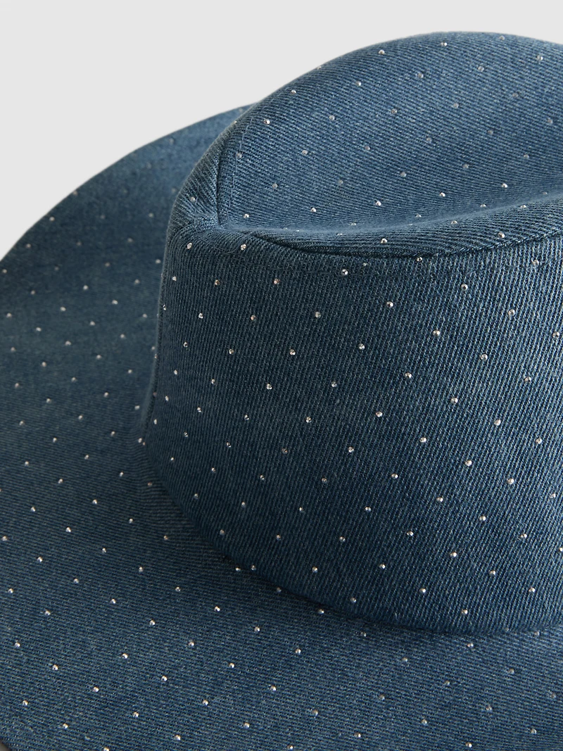 Studded Denim Cowboy Hat