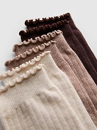 3pk Cotton Rich Ribbed Lettuce Trim Ankle Socks