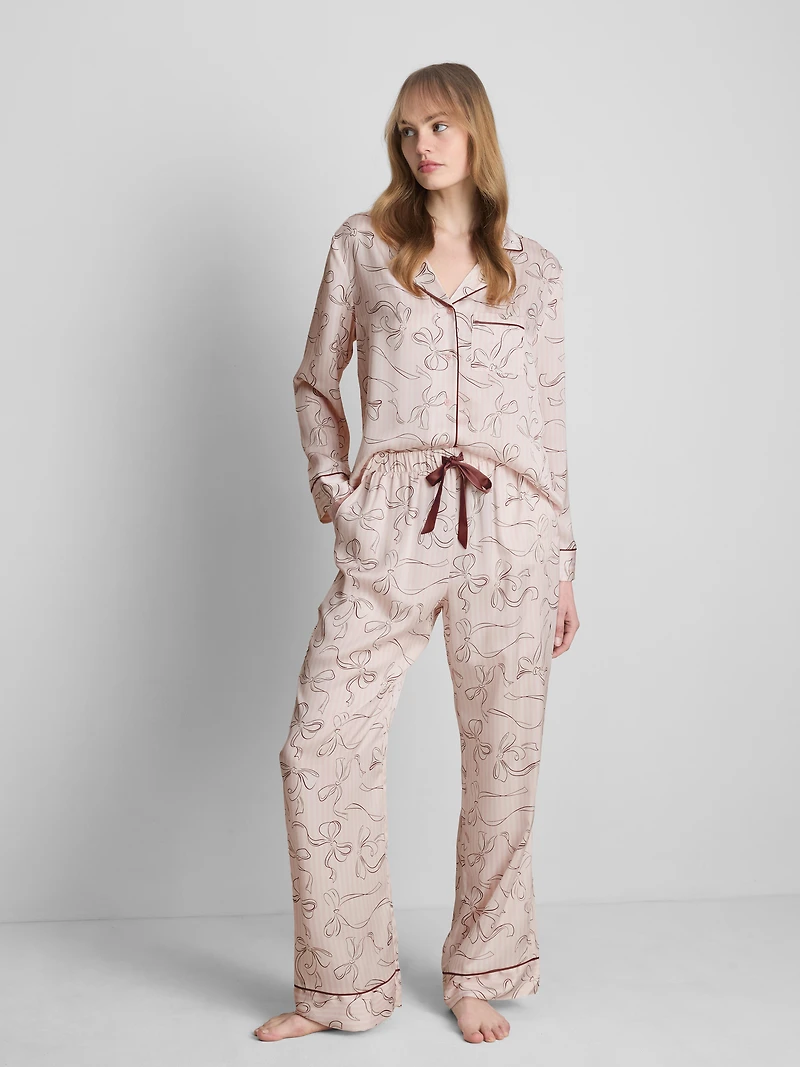 Printed Satin Boyfriend Pajamas