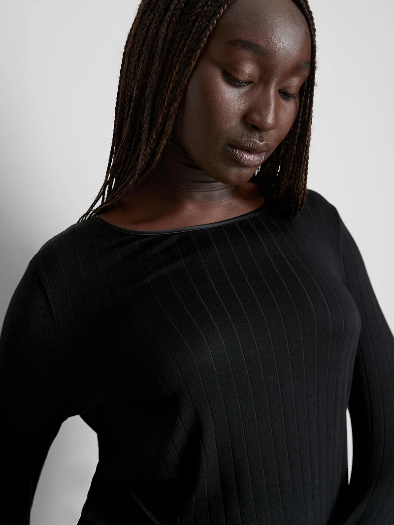 Modal Rich Ribbed Long Sleeve Pajama Top