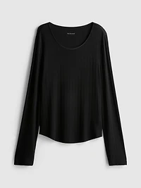 Modal Rich Ribbed Long Sleeve Pajama Top