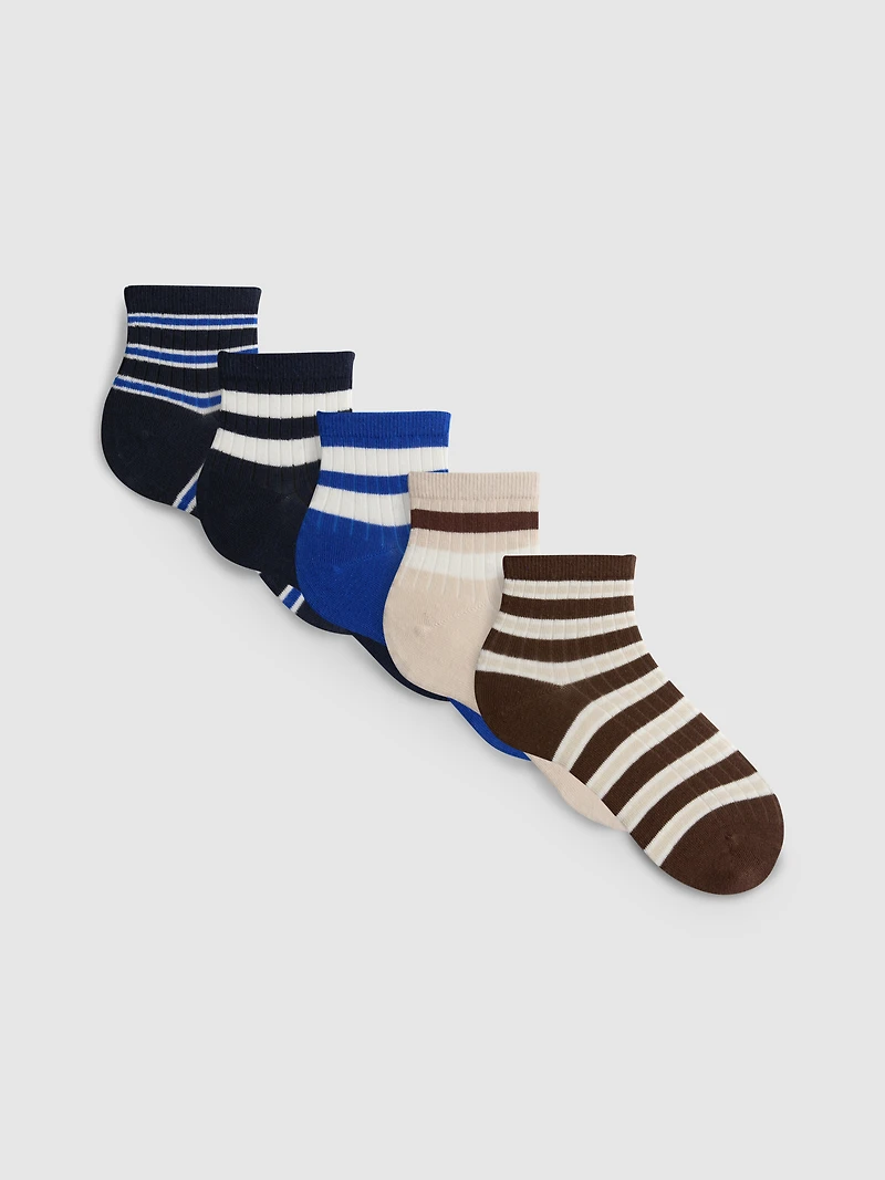 5pk Cotton-Rich Ribbed Quarter Socks