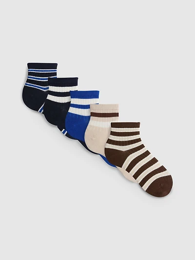 5pk Cotton-Rich Ribbed Quarter Socks