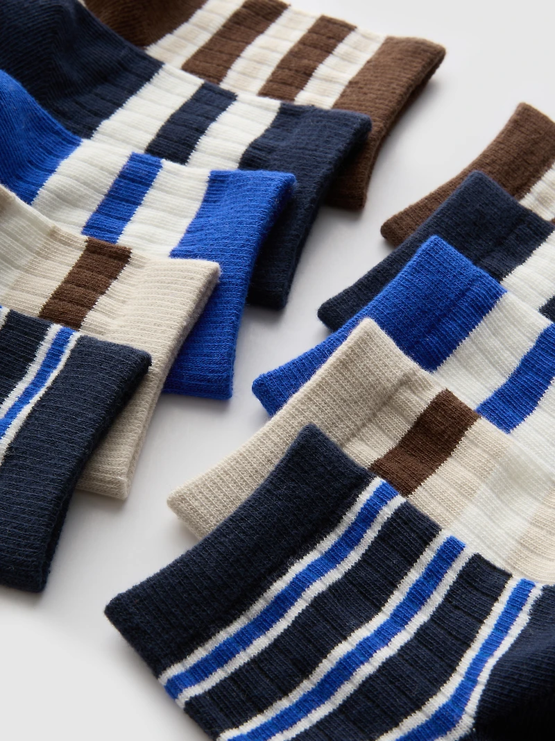 5pk Cotton-Rich Ribbed Quarter Socks