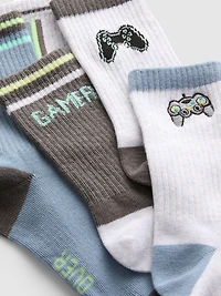 5pk Cotton-Rich Gaming Graphic Ankle Socks