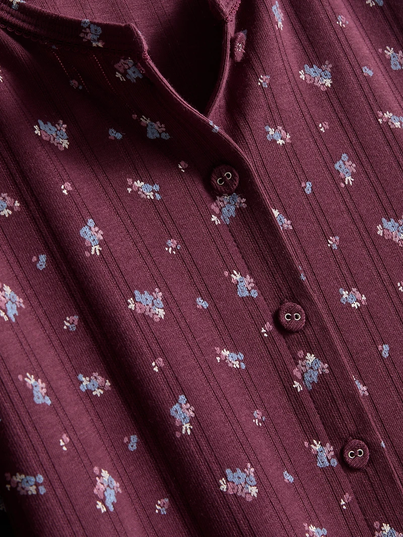 Love To Lounge Floral Button-Up Pajama Top