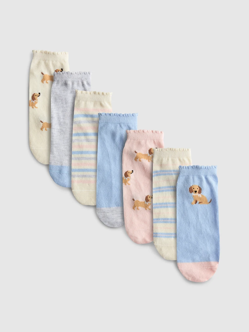 7pk Dog Print Crew Socks