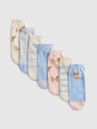 7pk Dog Print Crew Socks