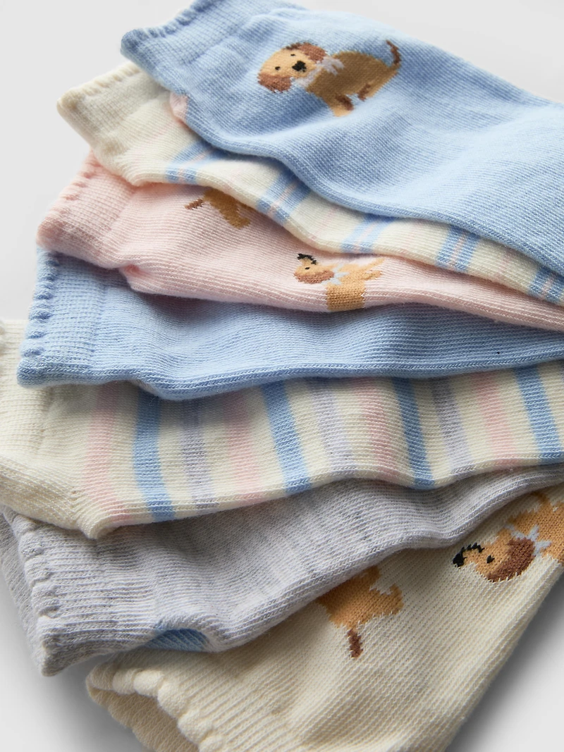 7pk Dog Print Crew Socks