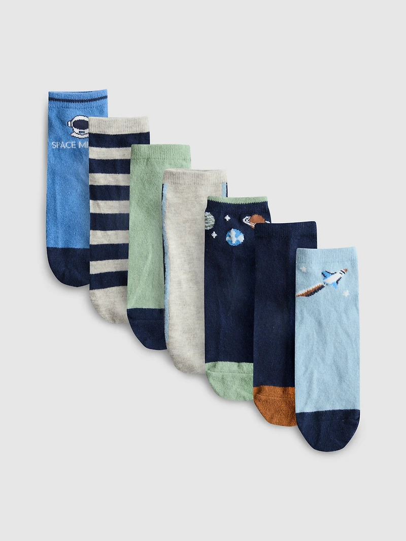 7pk Cotton-Rich Space Crew Socks