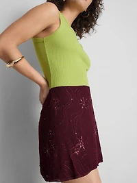 Beaded Mesh Mini Skirt