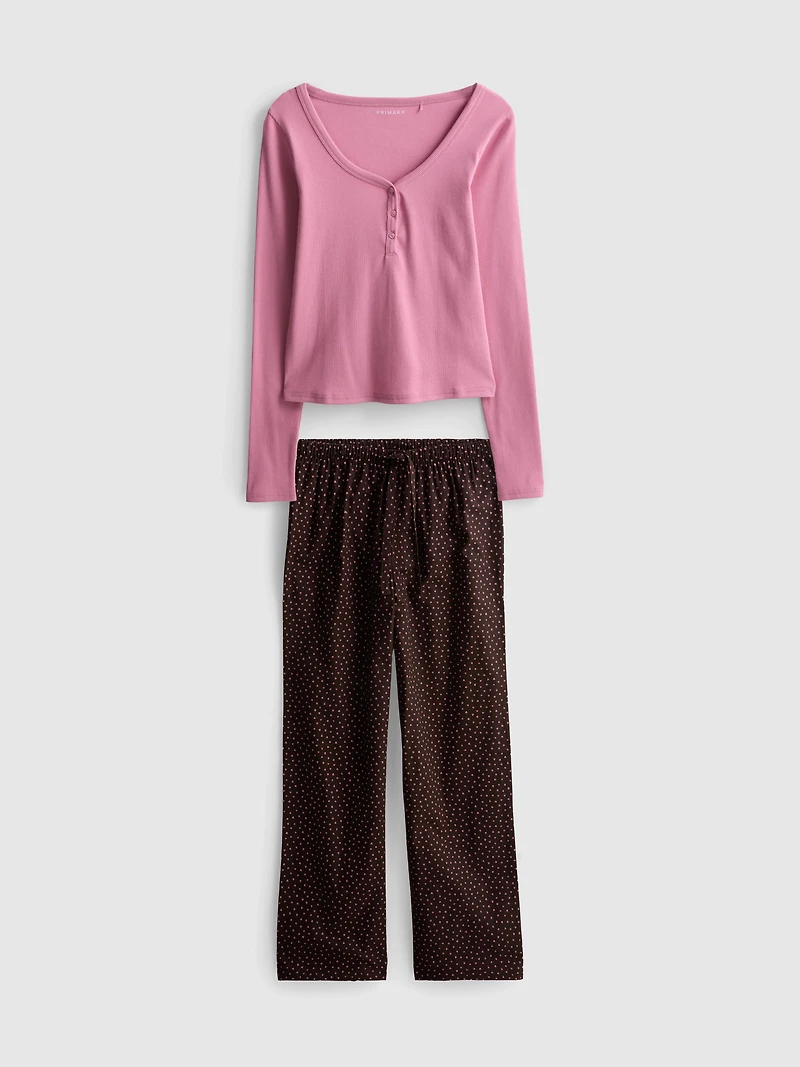 Cotton Henley Flannel Pajamas