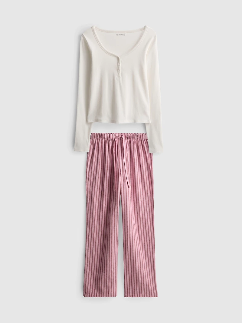 Cotton Henley Flannel Pajamas