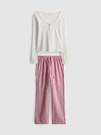 Cotton Henley Flannel Pajamas