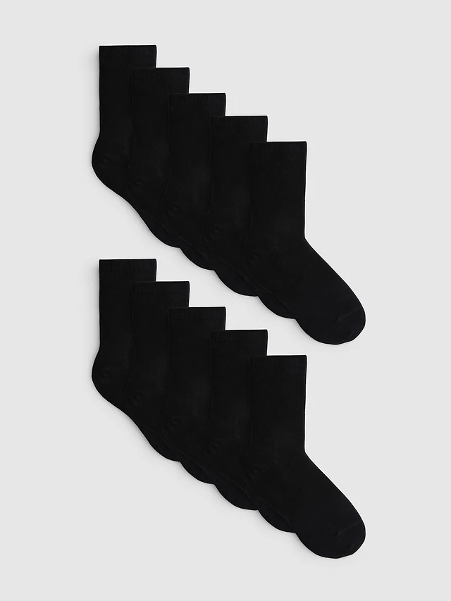 10pk Cotton-Rich Flat-Seam Ankle Socks