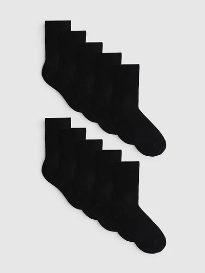 10pk Cotton-Rich Flat-Seam Ankle Socks