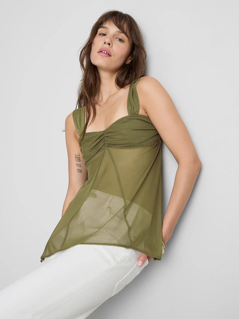Sweetheart Mesh Cami Top