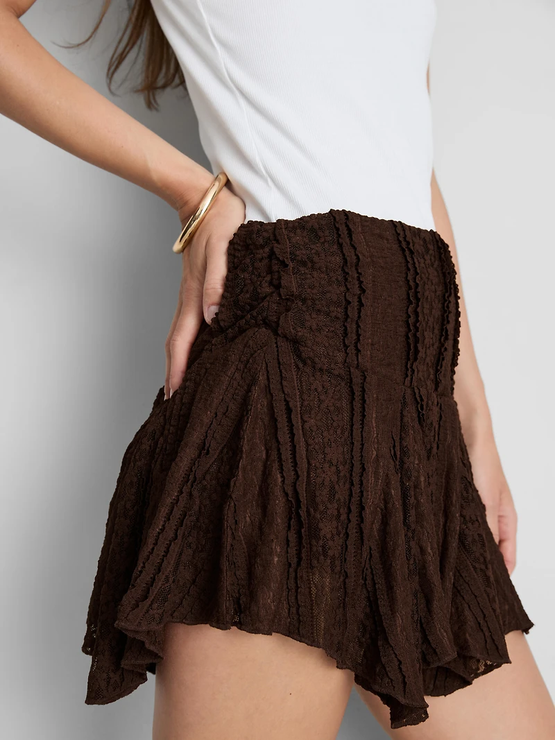 Lace Ruffle Mini Skirt