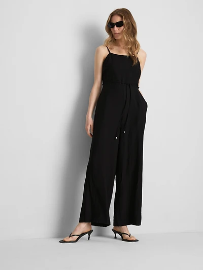 Strappy Belted Wide-Leg Jumpsuit