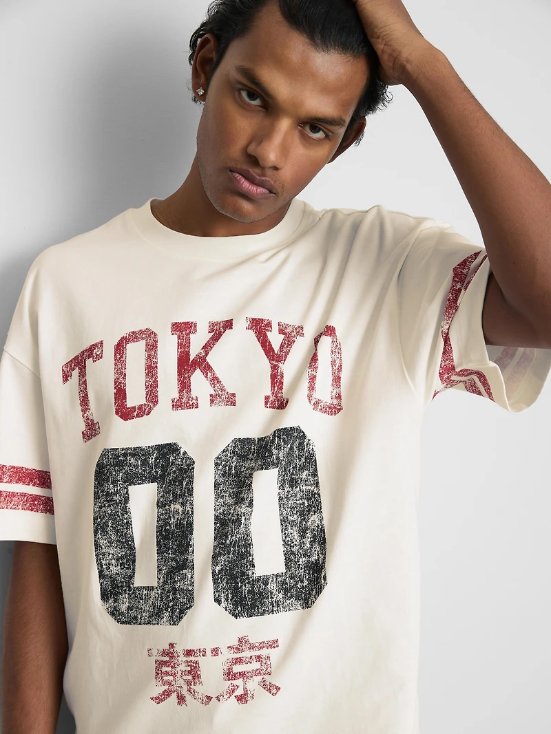 Tokyo Short Sleeve Distressed Graphic T-Shirt