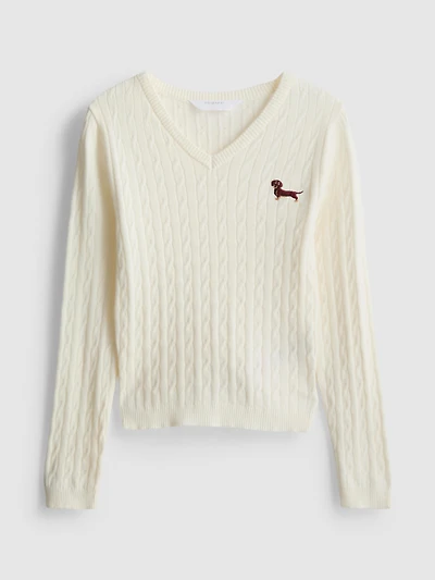 7-15yrs | Cable-Knit V-Neck Sweater