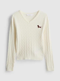 7-15yrs | Cable-Knit V-Neck Sweater