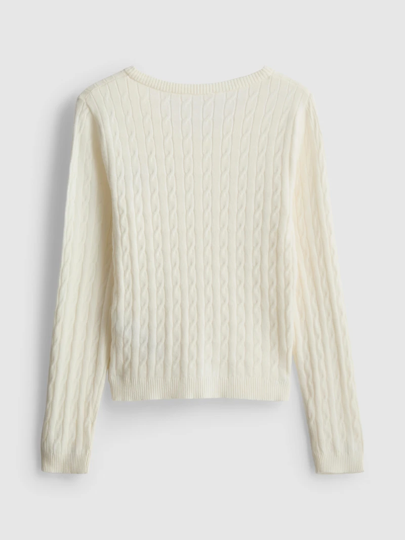 7-15yrs | Cable-Knit V-Neck Sweater