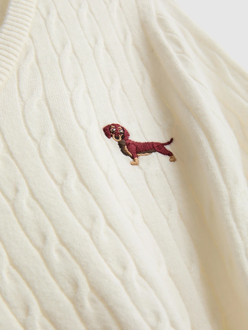 7-15yrs | Cable-Knit V-Neck Sweater