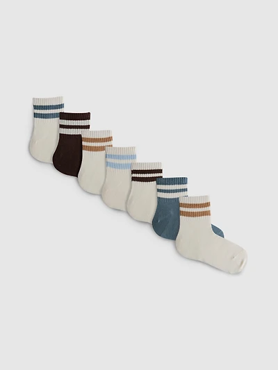 7pk Cotton-Rich Ribbed Quarter Sports Socks