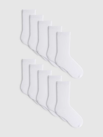 10pk Cotton-Rich Flat-Seam Ankle Socks