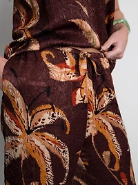 Floral Crushed Satin Wide-Leg Pants