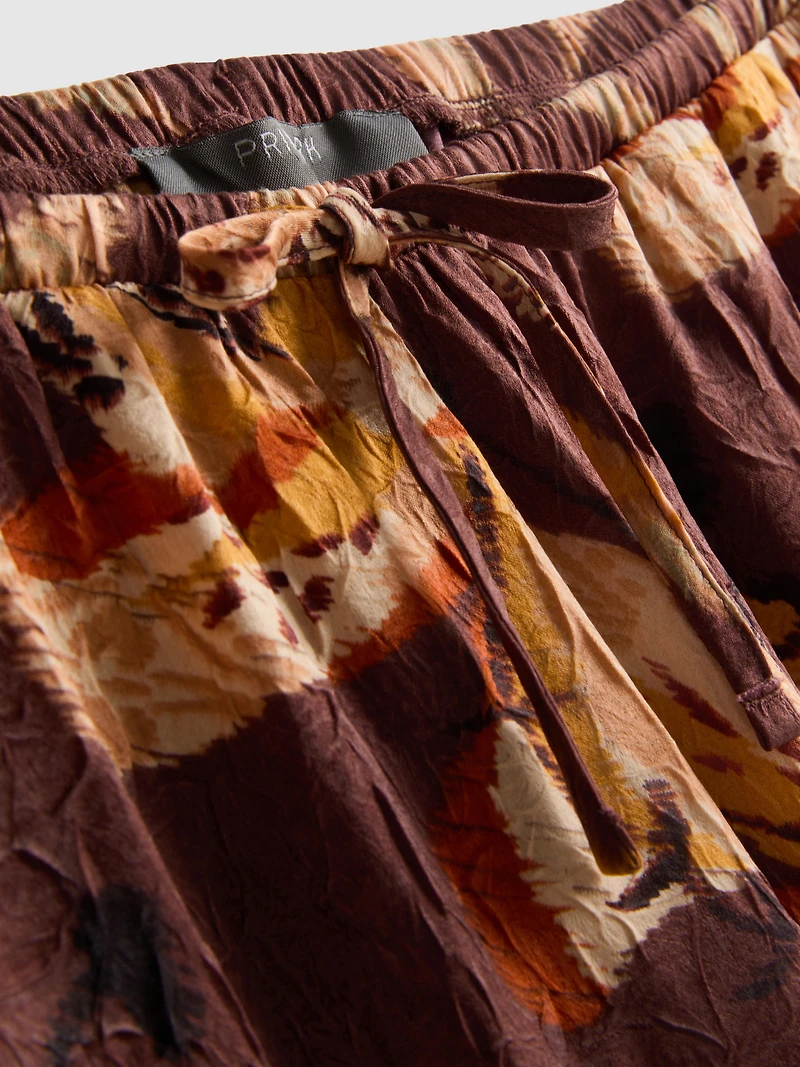 Floral Crushed Satin Wide-Leg Pants