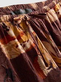 Floral Crushed Satin Wide-Leg Pants